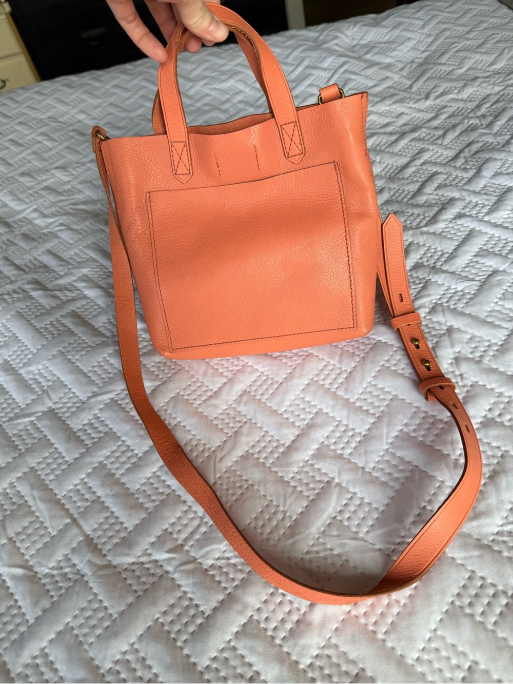 Madewell Coral Leather Mini Transport Crossbody Bag